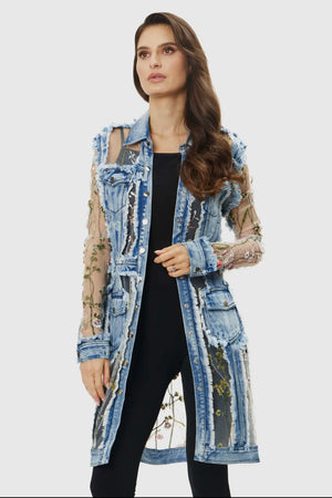 Embroidered Denim Duster
