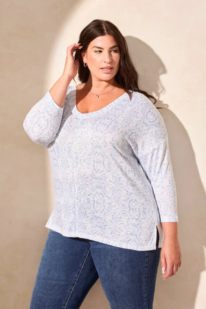 Patterned Two-Way Dolman Top