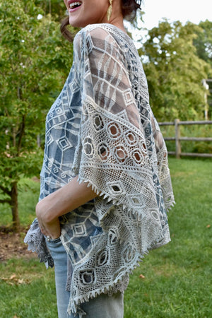 Crochet Embroidered Kimono Sleeve Top