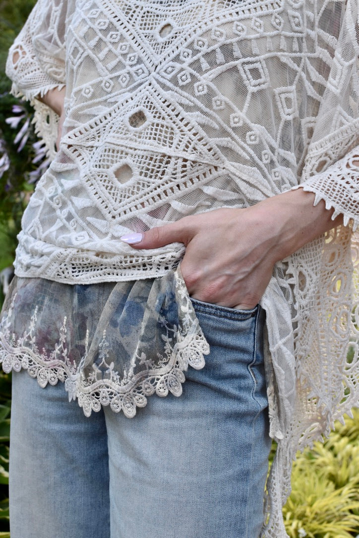 Crochet Kimono Sleeve Top