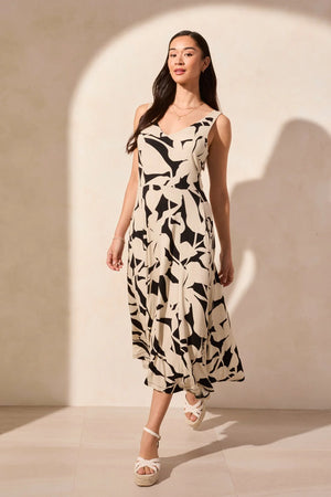 Printed Sleeveless High Low Dress