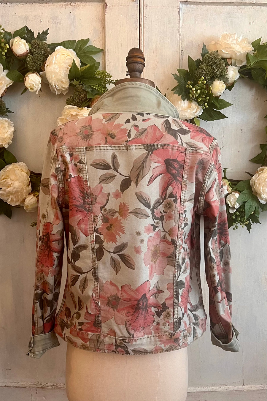 Reversible Stretch Floral Denim Jacket
