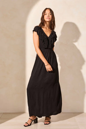 Swiss Dot Open Back Maxi Dress