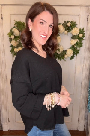 USA Cotton Slub Tunic w/Cuff Detail