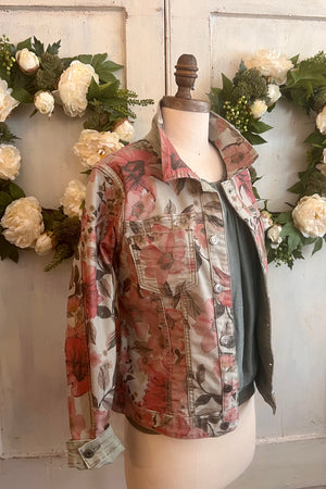 Reversible Stretch Floral Denim Jacket