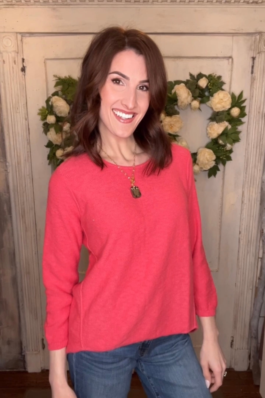 USA Cotton Slub Sweater W/ Princess Seam Detail