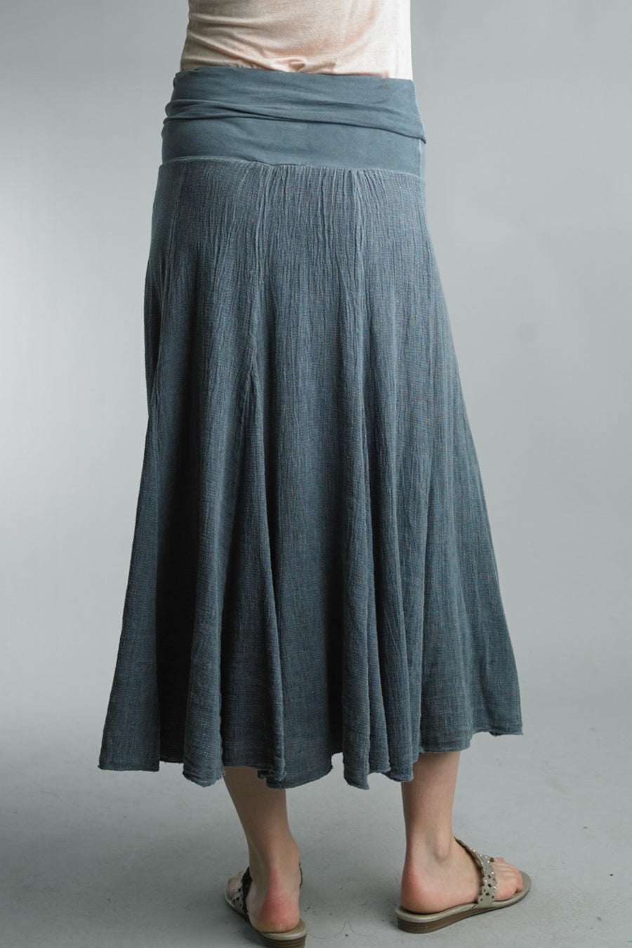 Washed Linen Cotton Blend Skirt