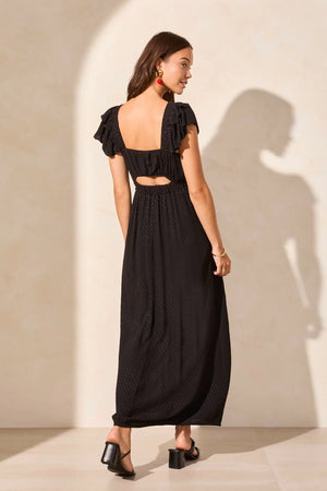 Swiss Dot Open Back Maxi Dress