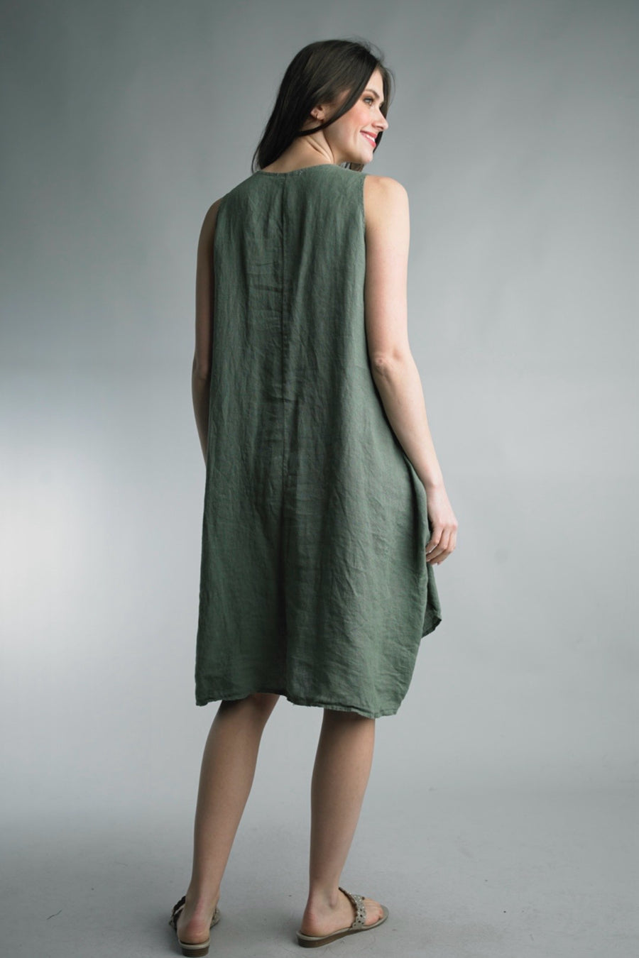 Unique Pocket Pickup Linen Dress