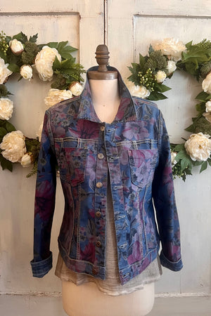 Reversible Stretch Floral Denim Jacket