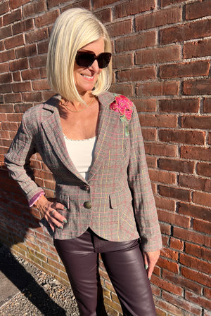 Gabriella Plaid Embellished Blazer