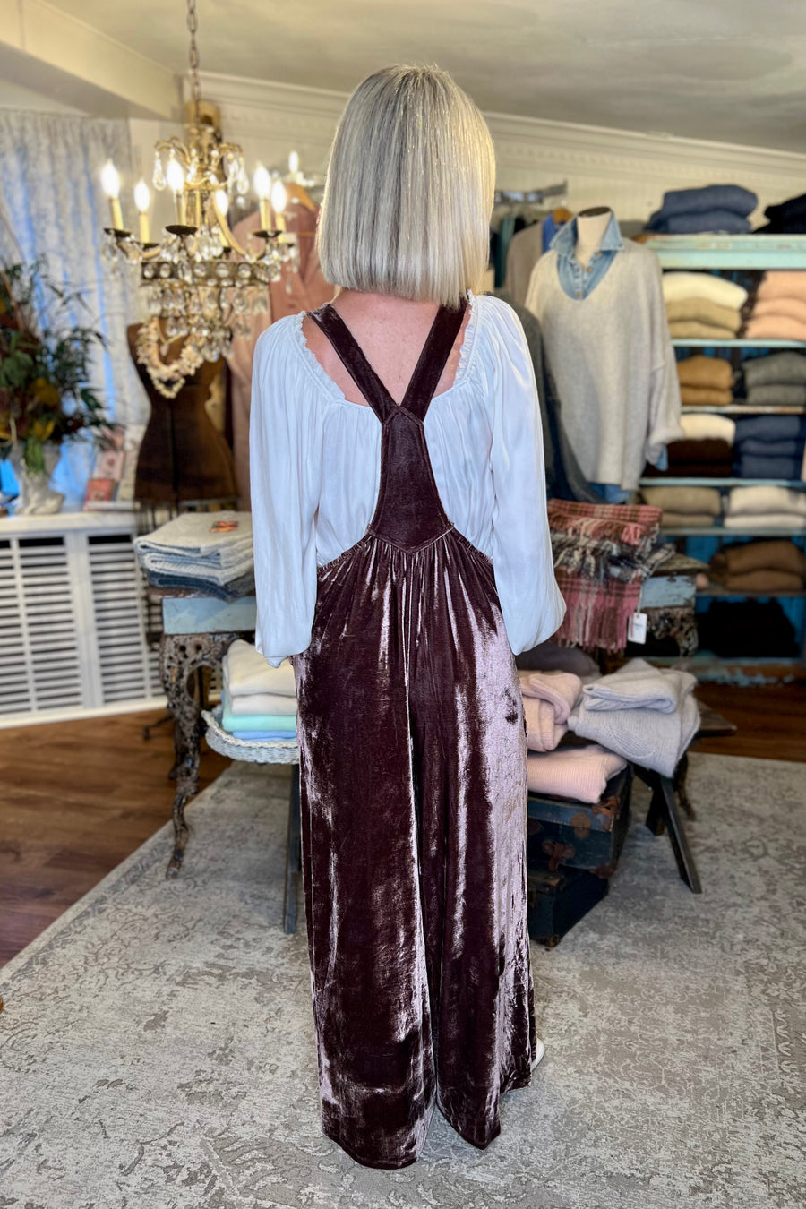 Wide Leg Velvet Jumpsuit Overalls