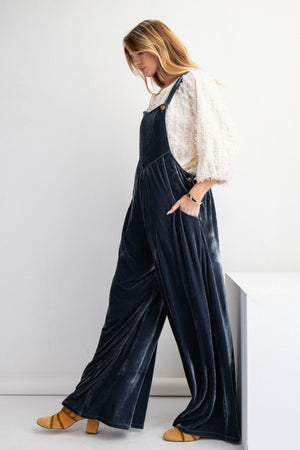 Wide Leg Velvet Jumpsuit Overalls