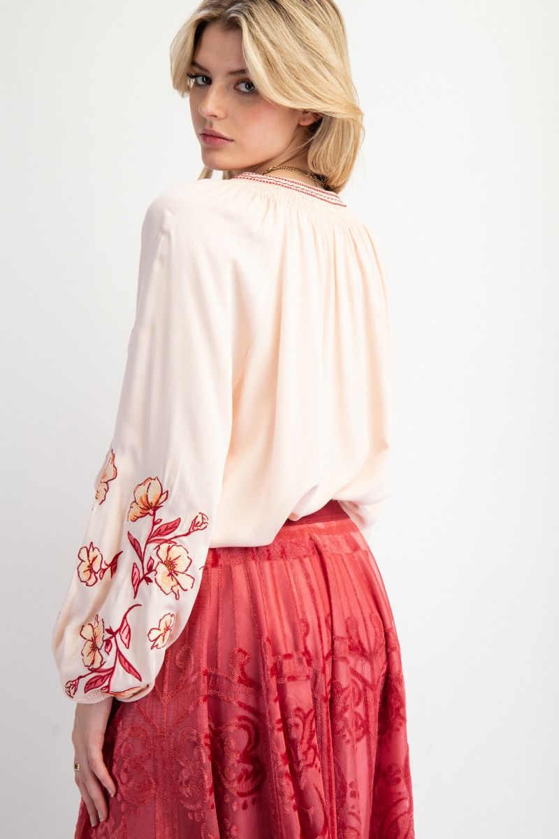 Autumn Floral Embroidery Blouse