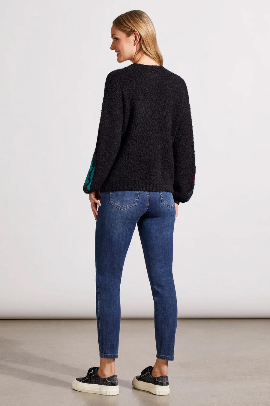 Boucle Sweater w/ Embroidered Sleeves