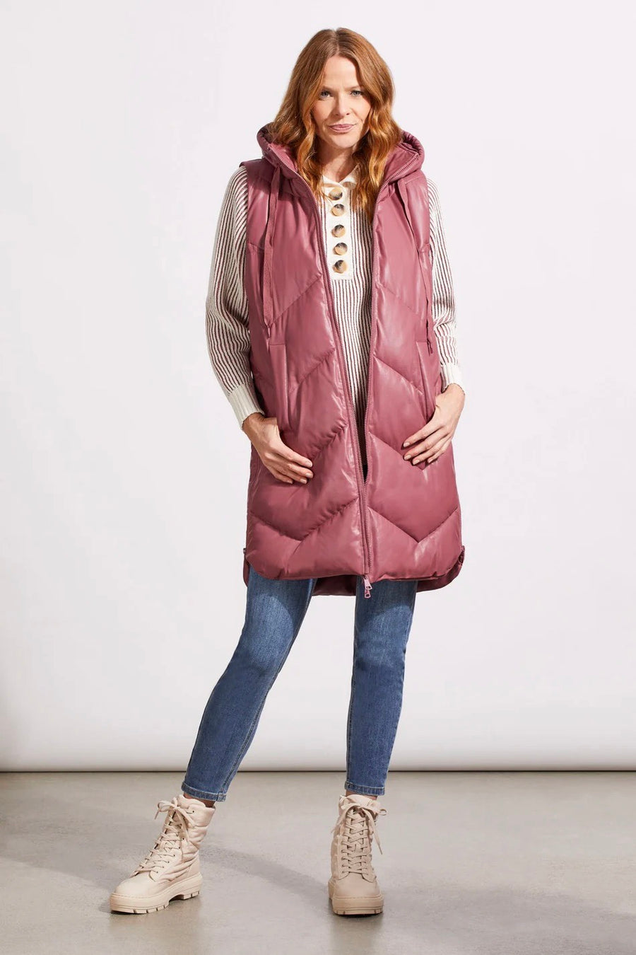 Rose Vegan Leather Puffer Vest