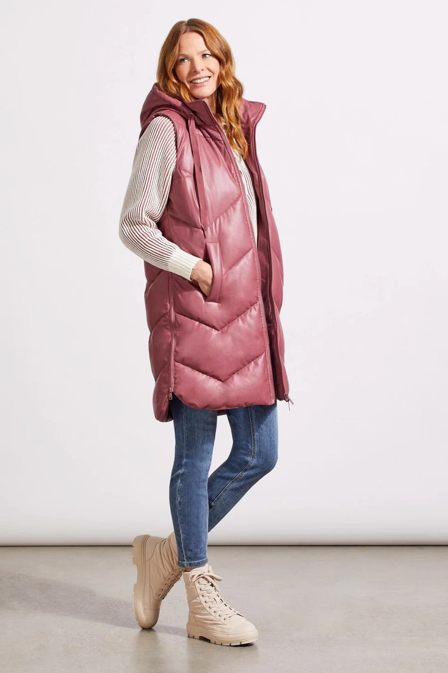 Rose Vegan Leather Puffer Vest