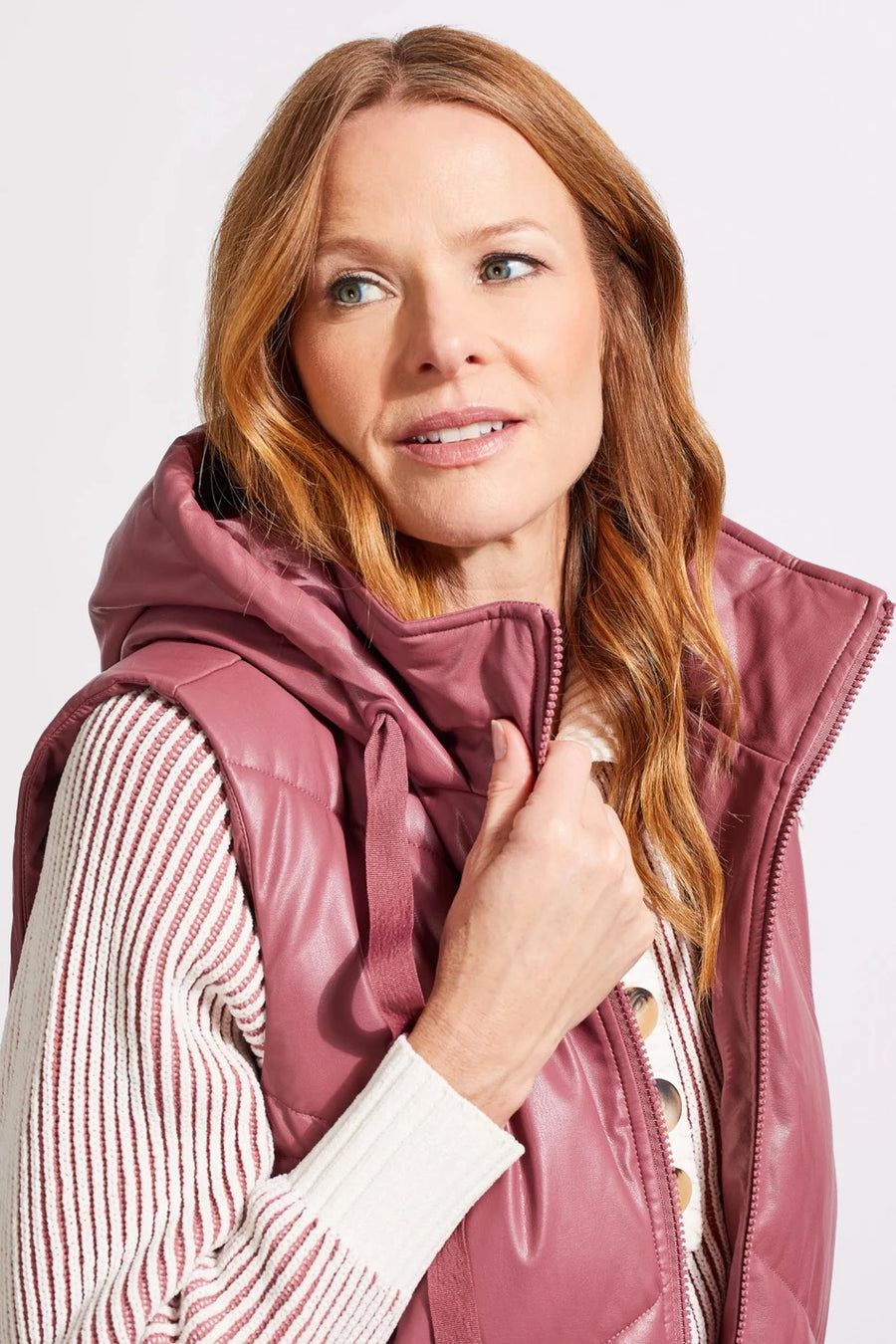 Rose Vegan Leather Puffer Vest