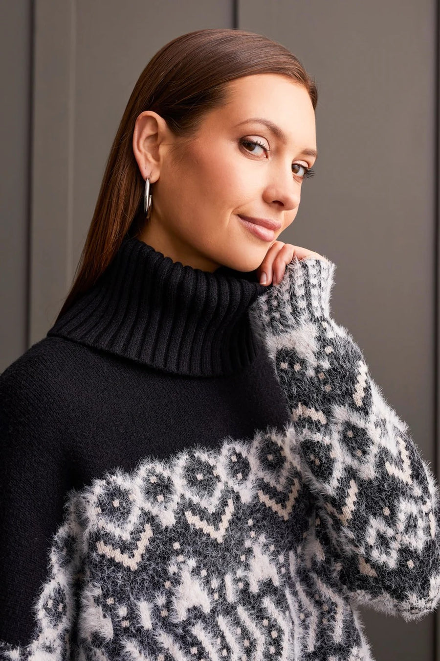 Turtleneck Intarsia Sweater