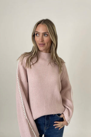 Funnel Neck Whip Stich Sweater