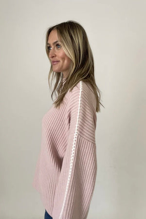 Funnel Neck Whip Stich Sweater