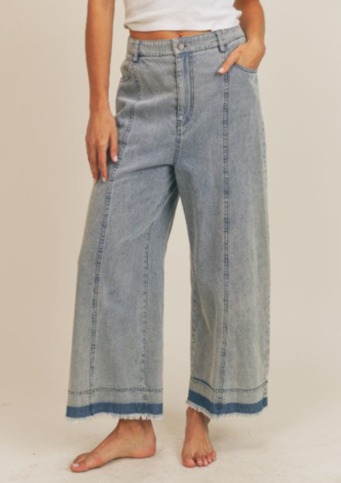 Wide Leg Front Seam Denim Pants – Red Door Boutique